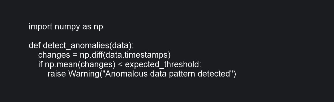 Pseudocode for anomaly detection