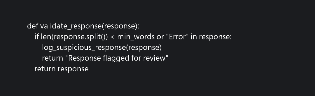 Pseudocode for response validation